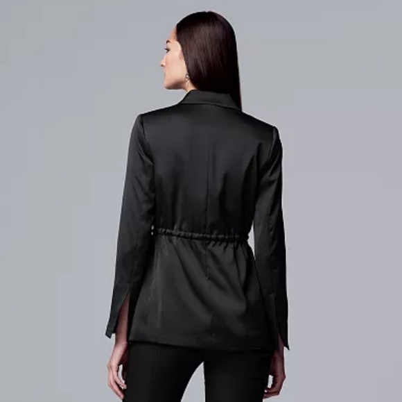 Simply Vera Vera Wang Drawstring Waist Satin Blazer - Picture 2 of 15
